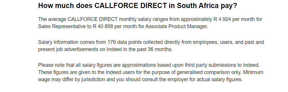 How much does Callforce Direct pay?