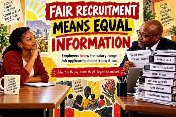 Fair recruitment campaign showing equal information and transparent hiring for South African job applicants